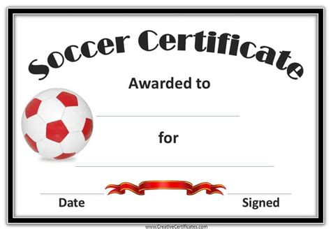 Soccer Certificate Printable